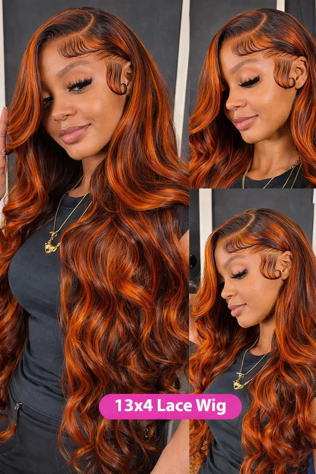 Ginger Luxury Ombre Brazilian Body Wave HD Lace Front Wig - 100% Human Hair