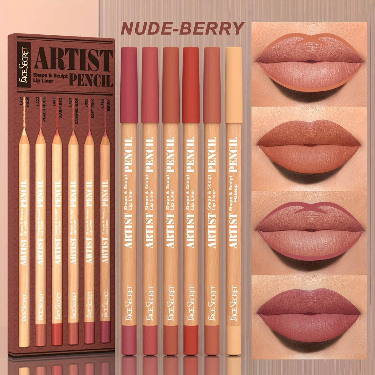 Luxury 6 - Piece Waterproof Nude Lip Liner Set