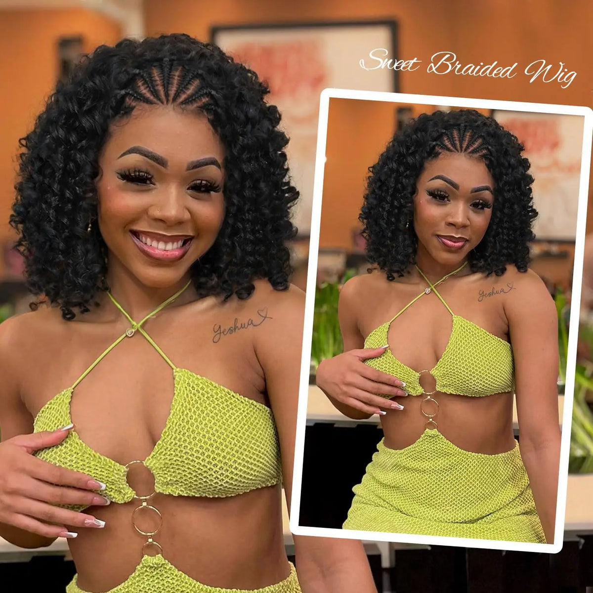 Luxury Brazilian Deep Wave Curly Bob 13x4 Lace Front Human Hair Wigs - Pre-Braided Style, 220% Density