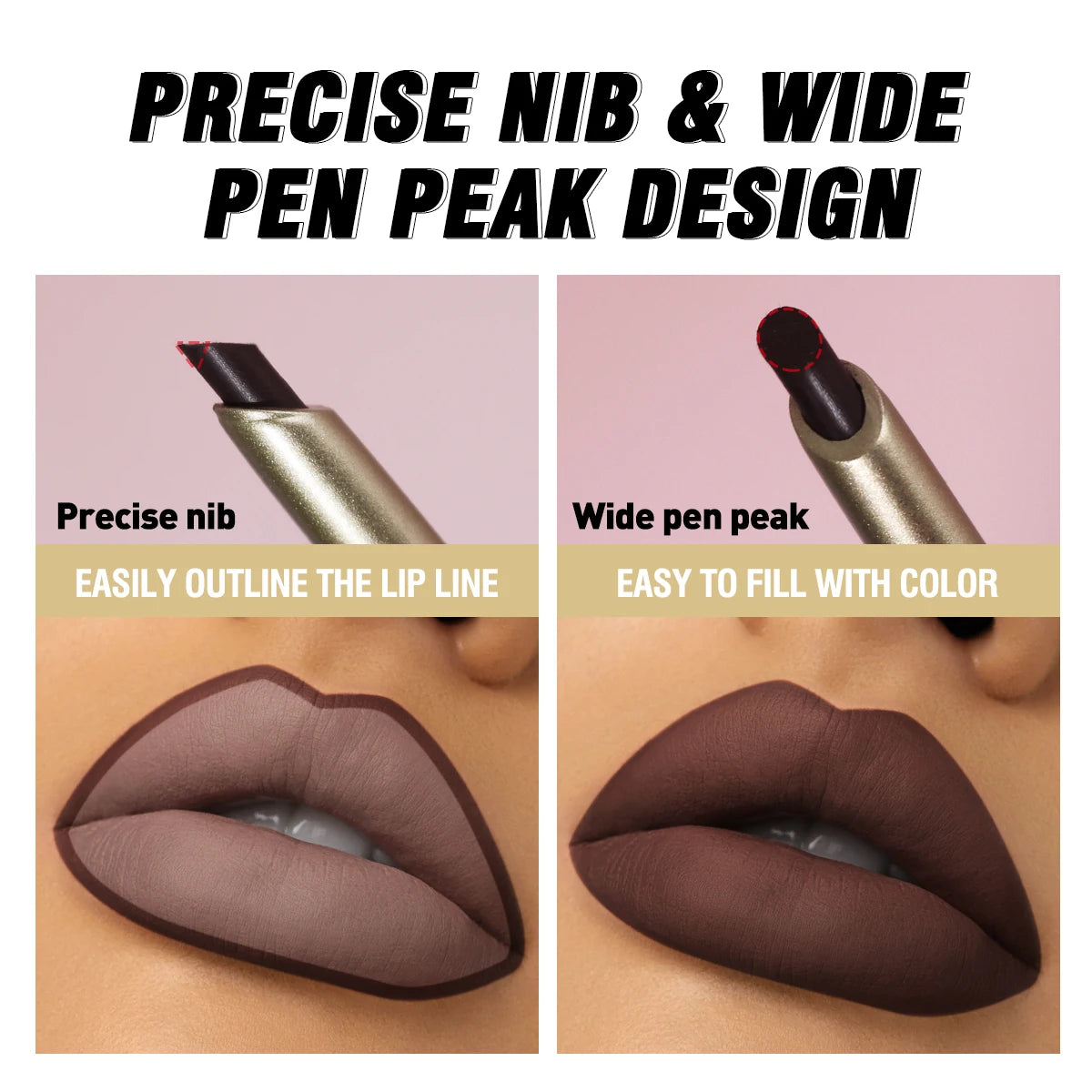 Matte Lip Liner Pencil - Creamy Long Wear Nude & Brown Shades