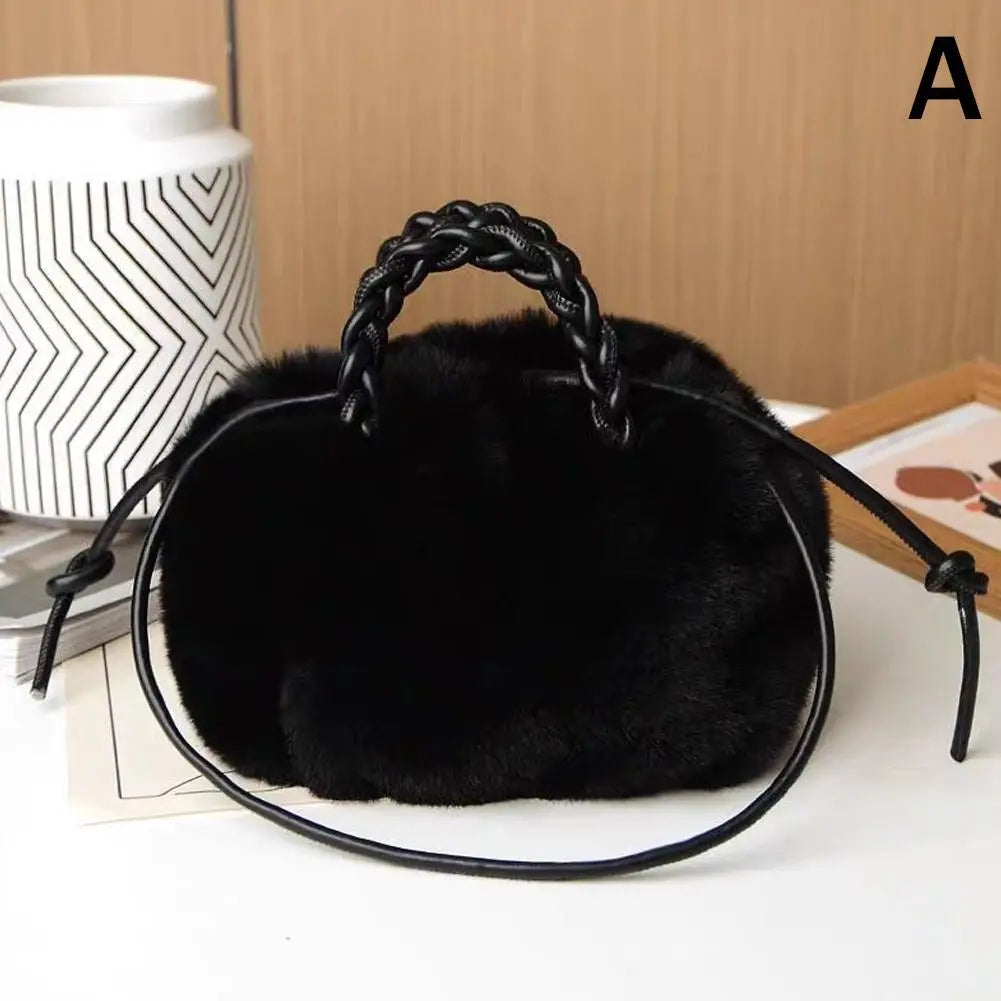 Cozy Cashmere Plush Pumkin Crossbody Bag - Fall Handbag