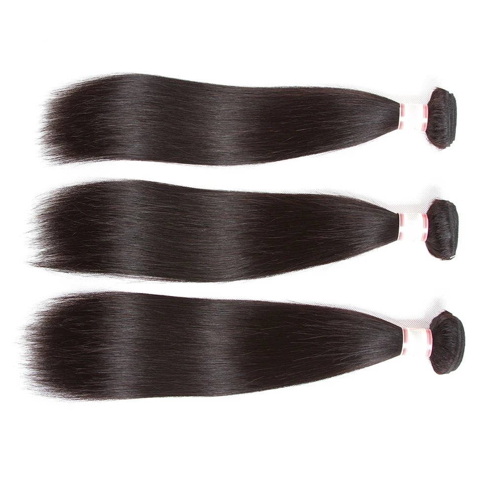 Luxury Brazilian Straight Human Hair Weave Bundles Natural Black 1/2/3 Bundle Options