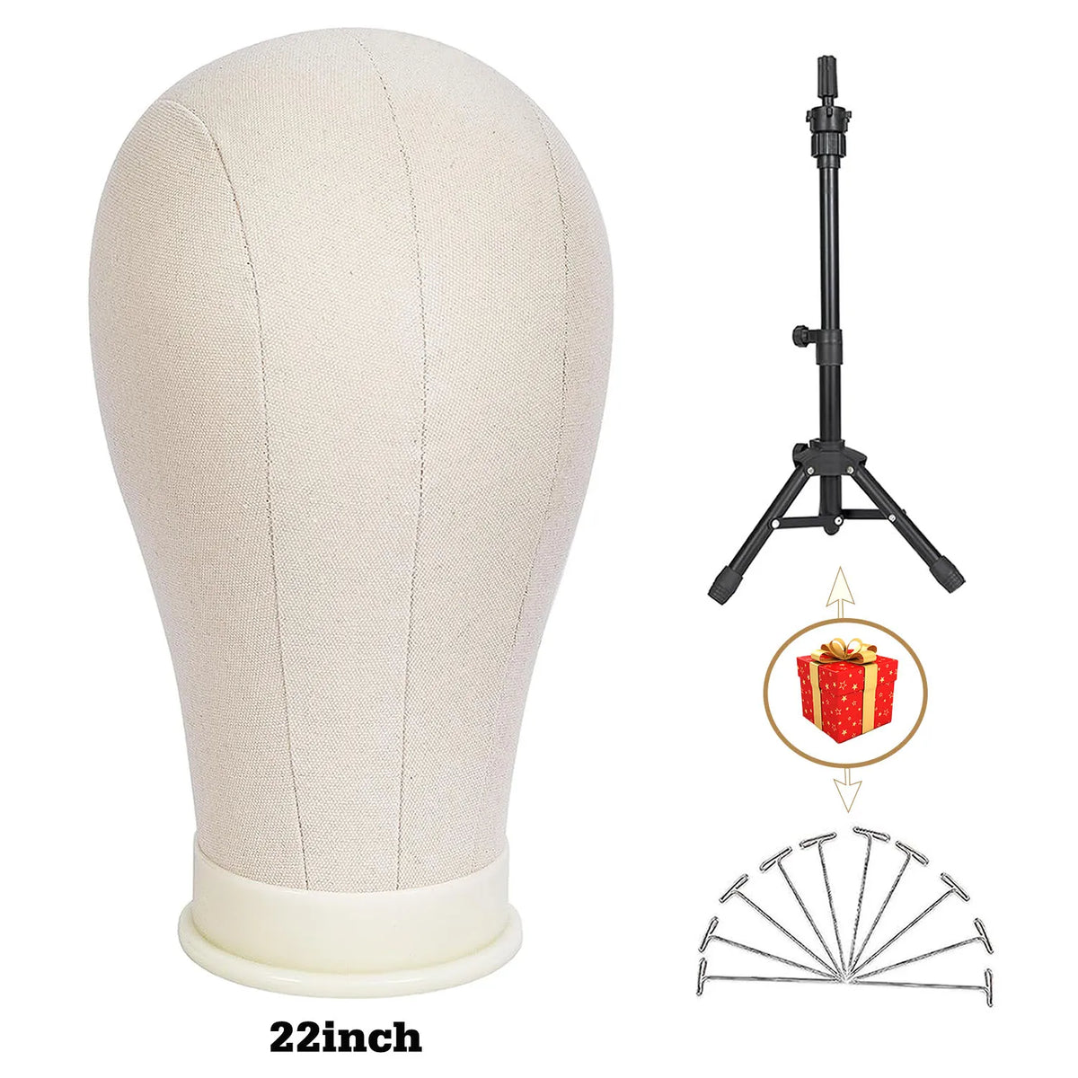 Canvas Wig Mannequin Head & Stand Set - Wig Making Display Kit