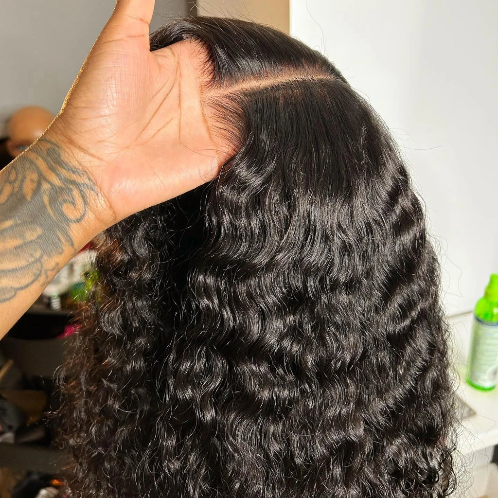 Luxury 13x6 HD Brazilian Lace Glueless Deep Water Wave Human Hair Wig - Pre-Plucked 200% -250% Density