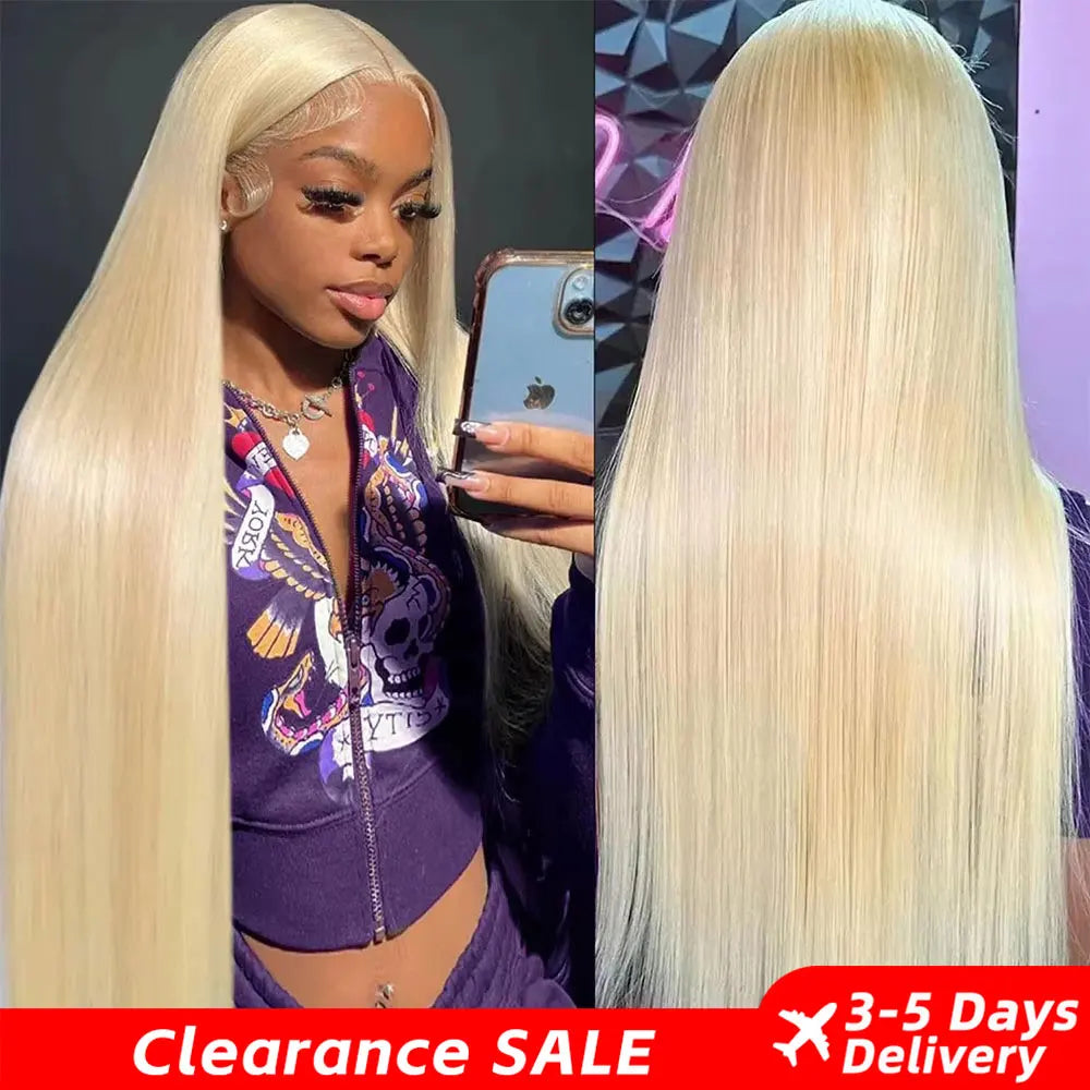 Luxury HD Blonde 613 13x6 Lace Frontal Human Wigs - 210% Density Straight Wig 18-38 Inch