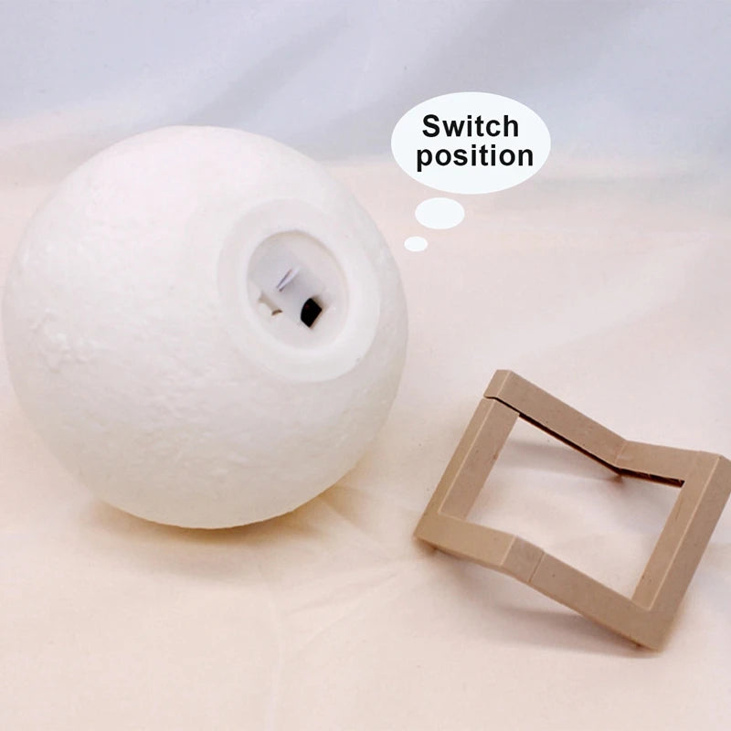 Glowing Moon LED Night Light With Wooden Display Stand