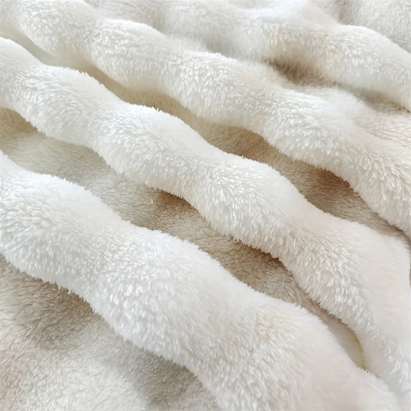 Luxury Faux Rabbit Fur Throw Blanket- Ultra Soft Plush Cozy Bed & Sofa Blanket