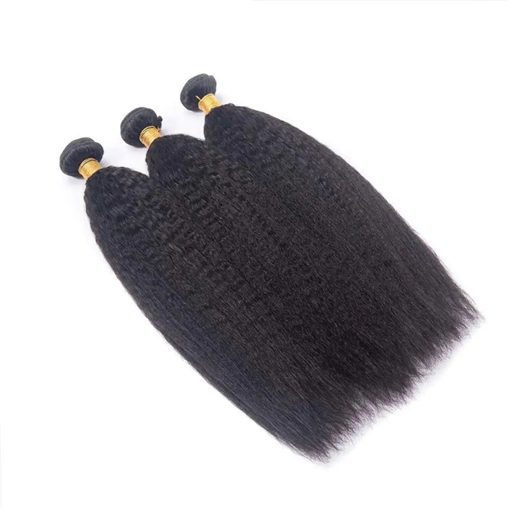 Luxury Kinky Straight Bundles Human Hair 1 3 4 Bundles Set -Natural Yaki Texture