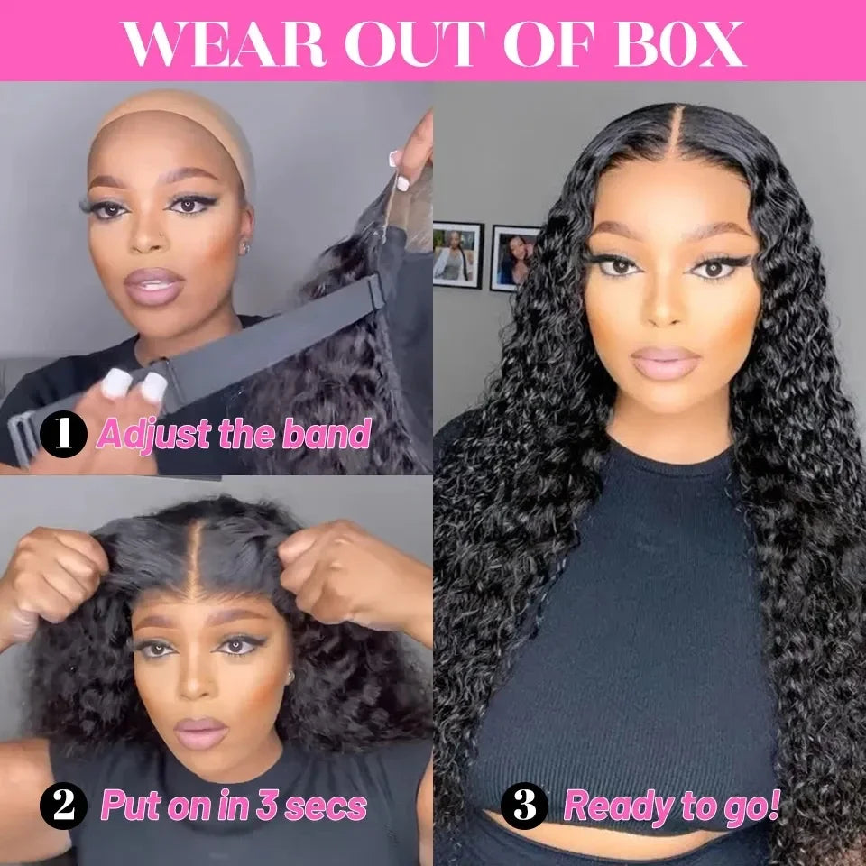 Luxury 13x6 HD Brazilian Lace Glueless Deep Water Wave Human Hair Wig - Pre-Plucked 200% -250% Density