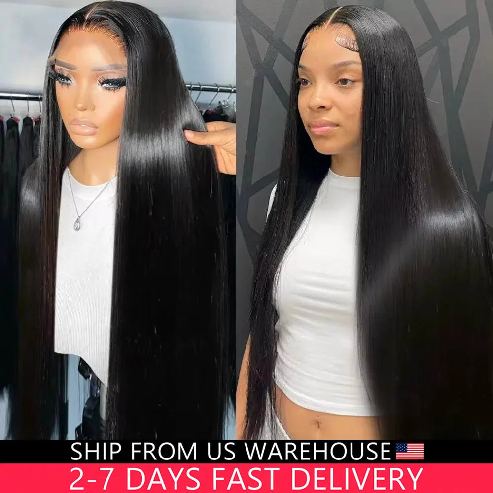 Luxury Silken Straight Brazilian Human Hair Wig | 200% Density | Transparent HD Lace Frontal | 30-40 Inches