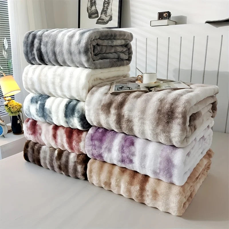 Luxury Faux Rabbit Fur Throw Blanket- Ultra Soft Plush Cozy Bed & Sofa Blanket