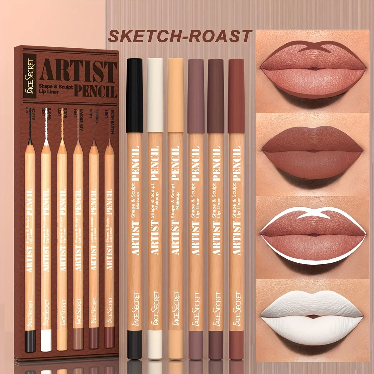 Luxury 6 - Piece Waterproof Nude Lip Liner Set