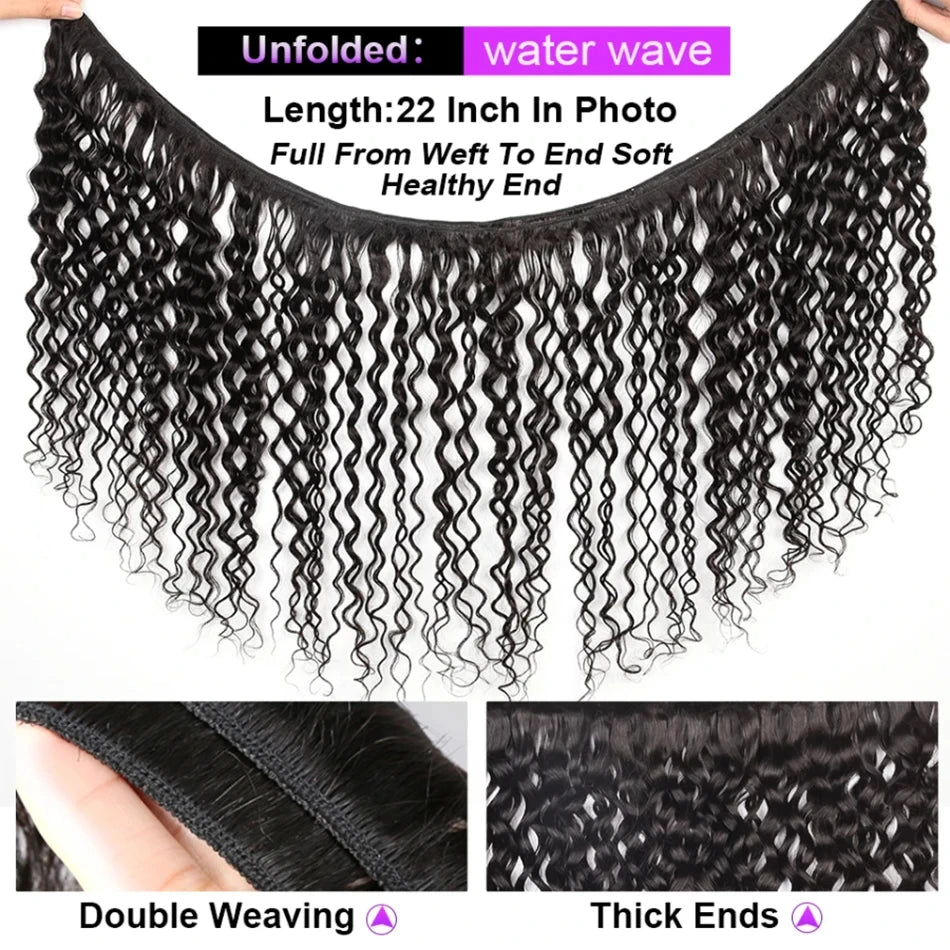 Luxury Brazilian Water Wave Human Hair Bundles - 1-4 Piece Set