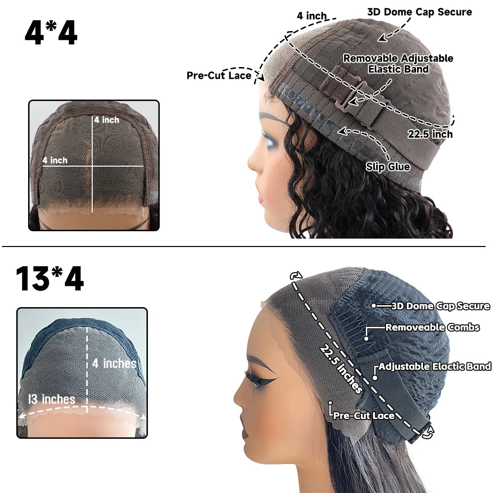Luxury Pre-Plucked Curly Dark Brown 13X4 Human Hair Wig 250% Density 4x4/13x4/13x6/ Lace
