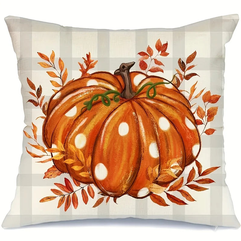 Luxury Harvest Pumkin & Thankful Throw Pillow Cover -18" x 18"