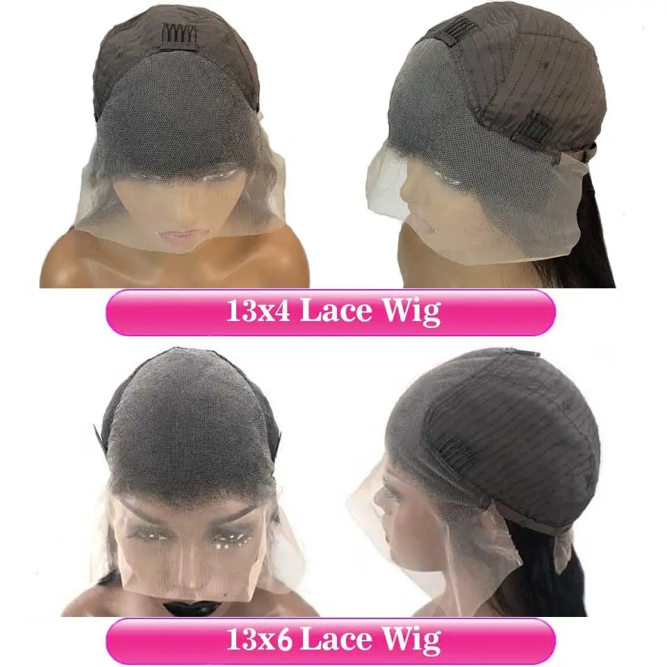 Luxury Burgundy Ombre Highlight 13x4 Straight Brazilian HD Lace Front Wig - Bone Straight Human Hair