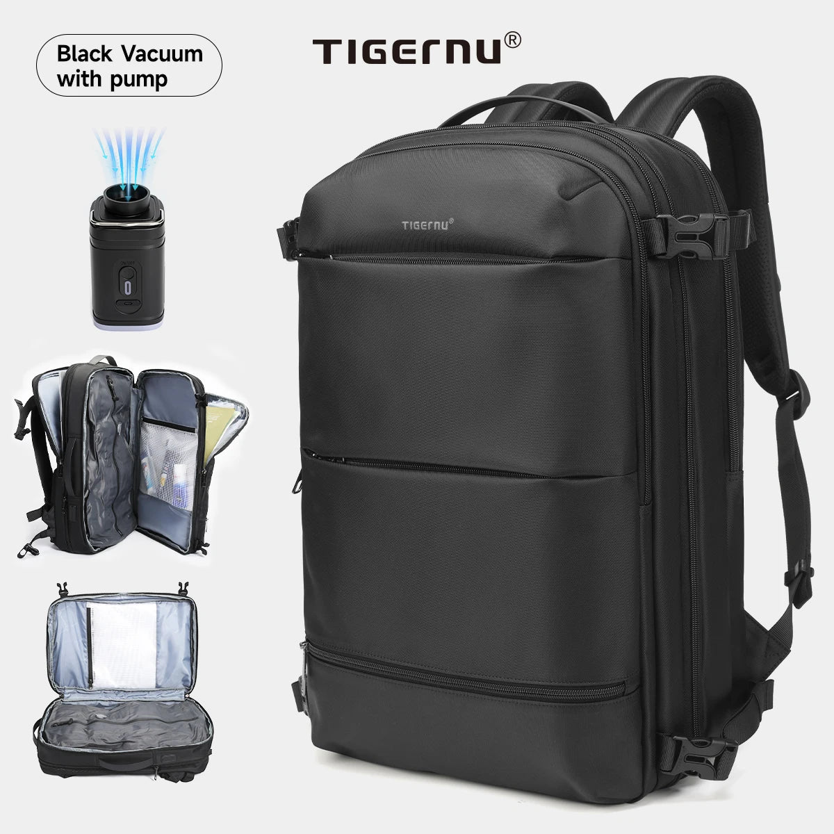 Expandable Vacuum Compression Travel Backpack With Laptop Compartment
