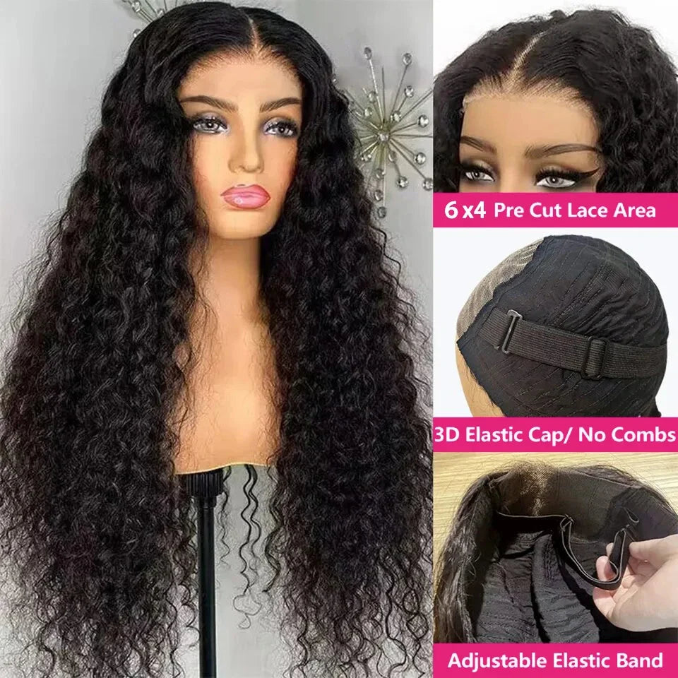 Luxury 13x6 HD Brazilian Lace Glueless Deep Water Wave Human Hair Wig - Pre-Plucked 200% -250% Density
