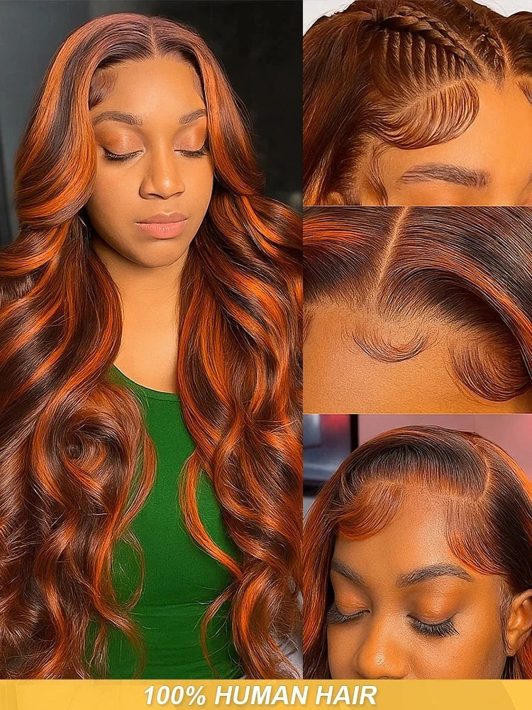 Ginger Luxury Ombre Brazilian Body Wave HD Lace Front Wig - 100% Human Hair