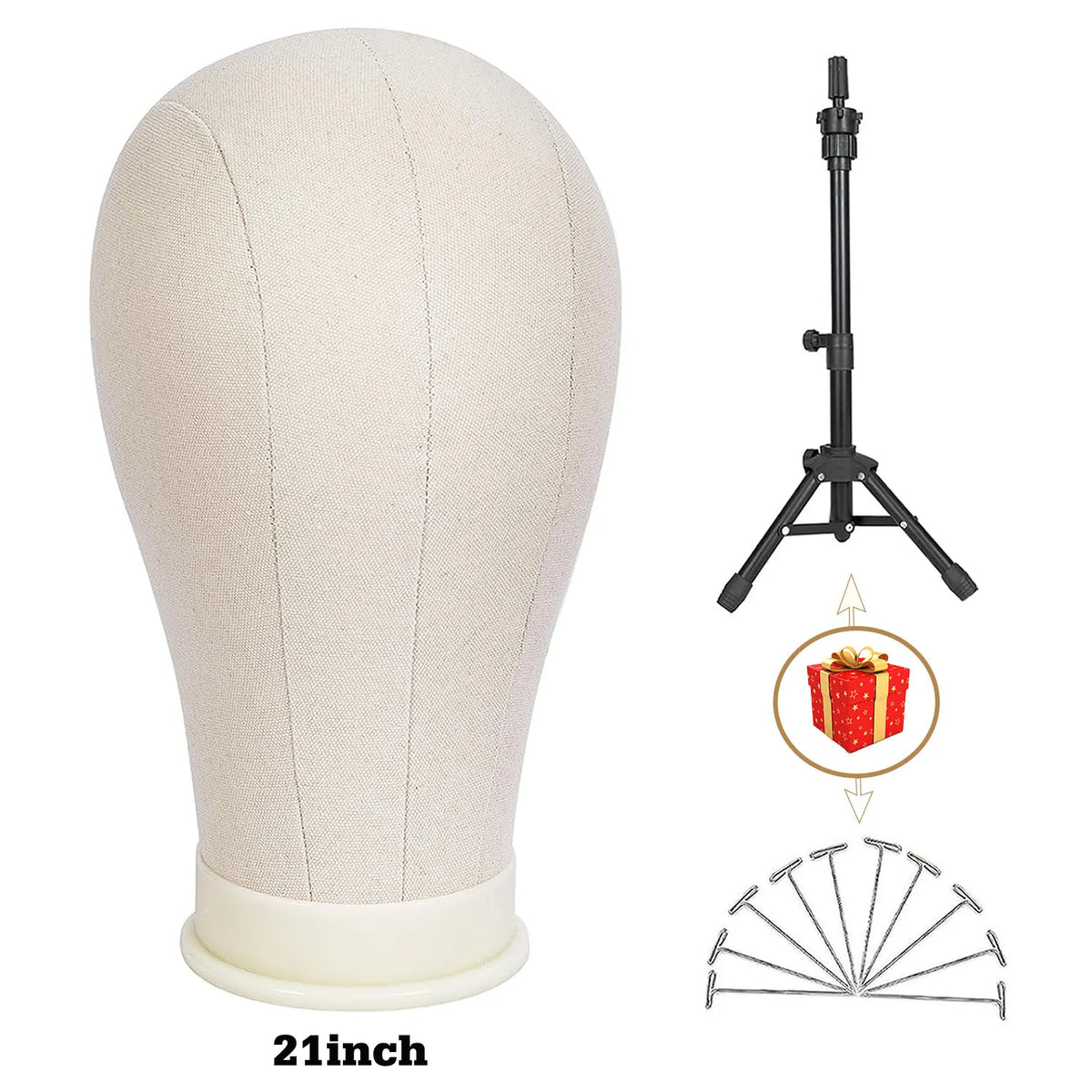 Canvas Wig Mannequin Head & Stand Set - Wig Making Display Kit